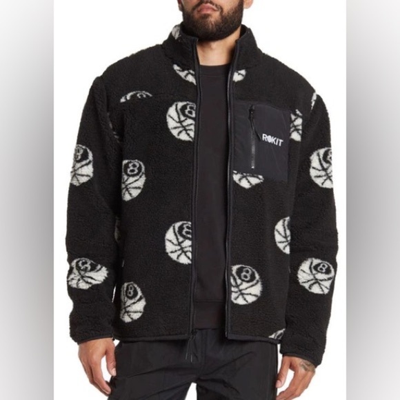 NEW ROKIT men's misfit polar fleece jacket in black men 2XL - Picture 5 of 8